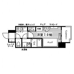 ソレイユ塩釜口2 1Kの間取図画像