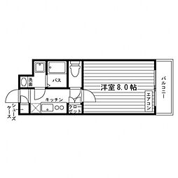 エスポアール荒輪井 1Kの間取図画像