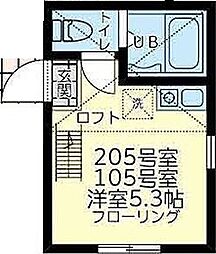 ユナイト三ツ境キャプテンレパード ワンルームの間取図画像
