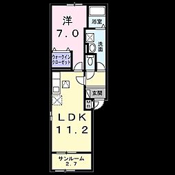 クレール増田 1LDKの間取図画像