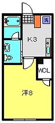 サンテラス 1Kの間取図画像