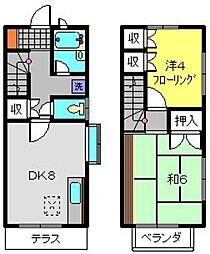 メゾネットみなみH 2DKの間取図画像