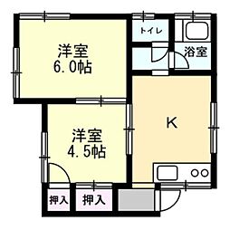 藤池荘 2Kの間取図画像