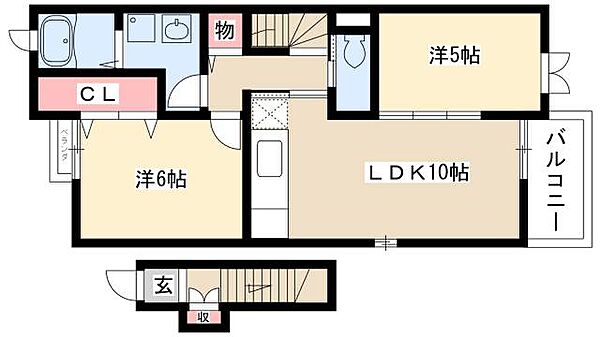 k’s　residence ｜愛知県清須市朝日弥生(賃貸アパート2LDK・2階・54.40㎡)の写真 その2