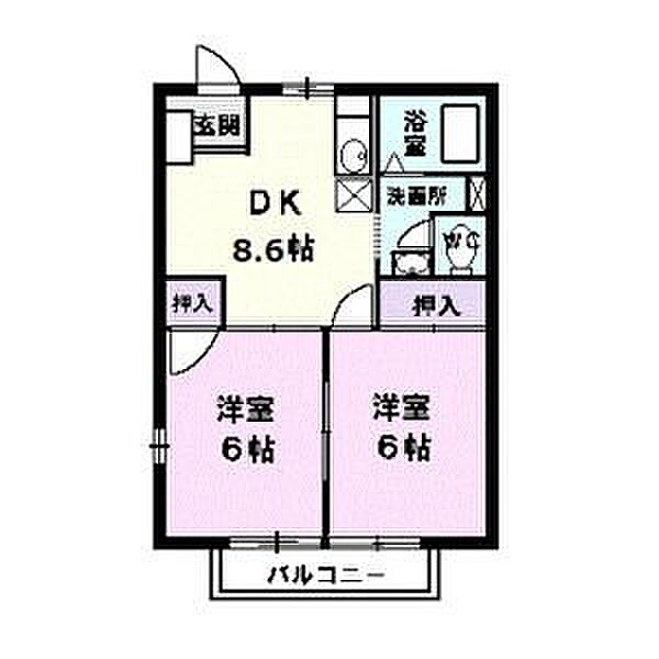 タウンリバティー ｜愛知県名古屋市西区上小田井2丁目(賃貸アパート2DK・1階・44.20㎡)の写真 その2