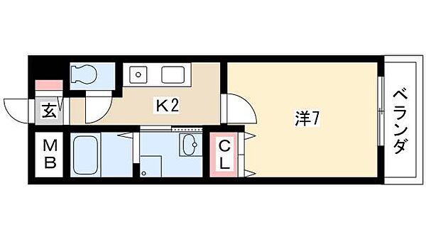 プラシードカーサ ｜愛知県名古屋市西区清里町(賃貸マンション1K・2階・24.96㎡)の写真 その2