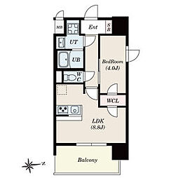 S-RESIDENCE上飯田North 13階1LDKの間取り