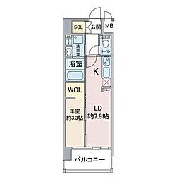 Thames garden place 9階1LDKの間取り