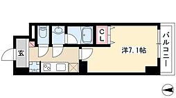 ドゥナーレ辻町 3階1Kの間取り