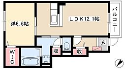 クレストール秋桜2 1LDKの間取図画像