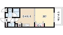 レーヴェスト志賀本通 1DKの間取図画像