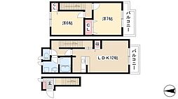 グラン・シャリオ 2LDKの間取図画像