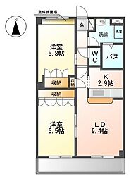 ミルトハウゼ 2LDKの間取図画像