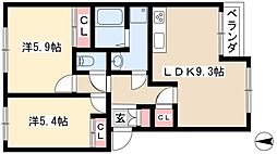 ルーエンハイムB 2DKの間取図画像