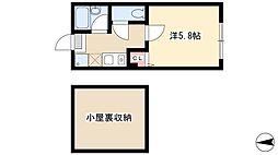 ハーベスト清水 1Kの間取図画像