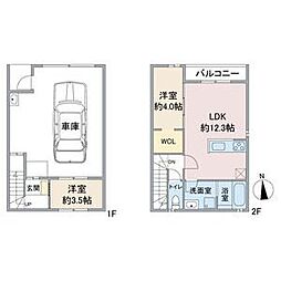 GCOLOR木田申尾 2LDKの間取図画像