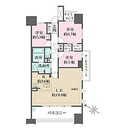 ザ・パークハウス名古屋 3LDKの間取図画像