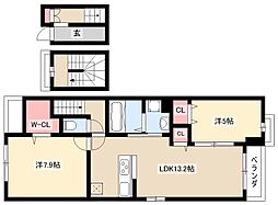 ベル熊之庄 2LDKの間取図画像