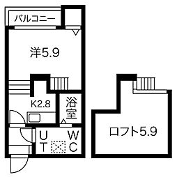 エスパス・リブレ 1Kの間取図画像