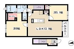 リアレーヴ 2LDKの間取図画像
