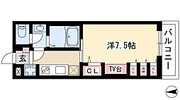 リブリ・浄心B 1Kの間取図画像