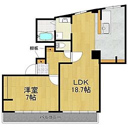 八幡マンション 1LDKの間取図画像