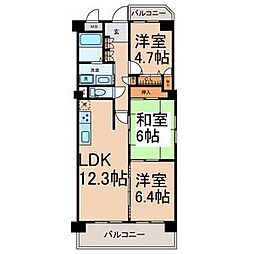 シティ・ライフ大金 2LDKの間取図画像