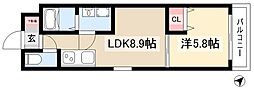 プラージュ大曽根 1LDKの間取図画像