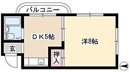 天神マンション 1DKの間取図画像