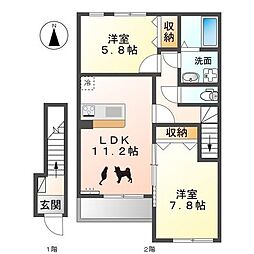 クレメール 2LDKの間取図画像