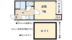 エンルート栄生 1Kの間取図画像