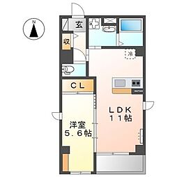 センチュリーハイツ金城 1LDKの間取図画像