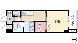 カーサビアンカ黒川 1DKの間取図画像