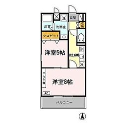 SKYPIA江向 2Kの間取図画像