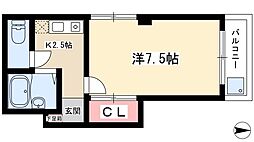 マイシャンポール 1Kの間取図画像