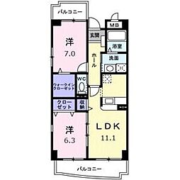 サンライズツーワン 2LDKの間取図画像