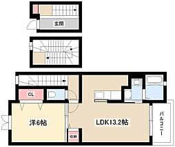 イルレジーナ2棟 1LDKの間取図画像