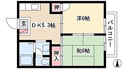 サンハイツ 2DKの間取図画像