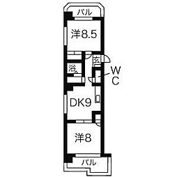 平安ビル 2LDKの間取図画像