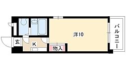 第2アイオーキャッスル 1Kの間取図画像