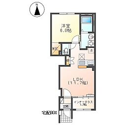 仮)北区玄馬町新築アパート 1LDKの間取図画像