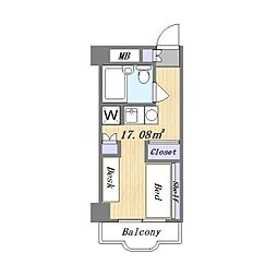 ルーニィ雪ヶ谷 5階ワンルームの間取り
