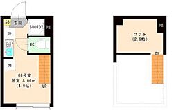 エスペランサ 平井 1階ワンルームの間取り