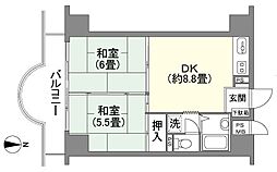 東急リゾートマンション南房総江見 2DKの間取図画像