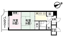 南鴨川シーハイツ 2Kの間取図画像