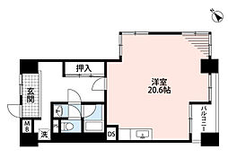 京王鴨川マンション ワンルームの間取図画像