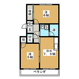 サンシティ・ヒコタC-3 2DKの間取図画像