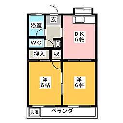 第5サンハイツ 2DKの間取図画像
