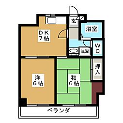 セレクトハウス宇田川 2DKの間取図画像