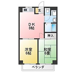 第一西脇ビル 2DKの間取図画像